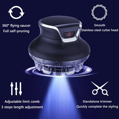 360 Rotating Bald Hair Clipper Shaved Head Artifact UFO Flying Saucer Cutter Head Innovative Portable Automatic Hair Trimmer