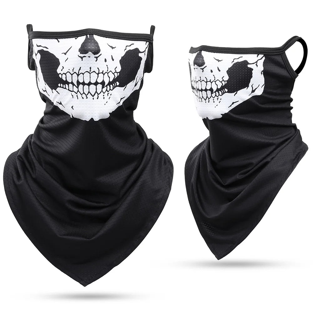 Summer Breathable Bandana Skull Printed Scarf Sun Protection Quick-drying Face Cover Reusable Mask Neck Gaiter Halloween Gift