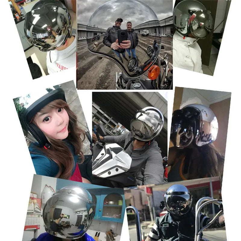 Mirror Silver Chrome Motorcycle Helmet Open Face Moto  Electric Bicycle Helmet Men Women Summer Scooter Motorbike CE