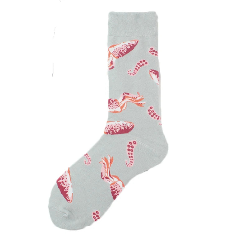 Animal Pug Elephant Lionu Funny Socks Men Chili Hamburg Pizza Crew Socks Harajuk Novelty Gift Sokken Unisex Skateboard Socks
