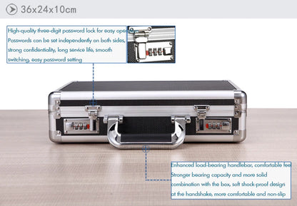 Aluminum Hard Case Passwords ToolBox Black / Silver Briefcase Metal Carrying Case Equiment Tool Box Organizer Holder ящик