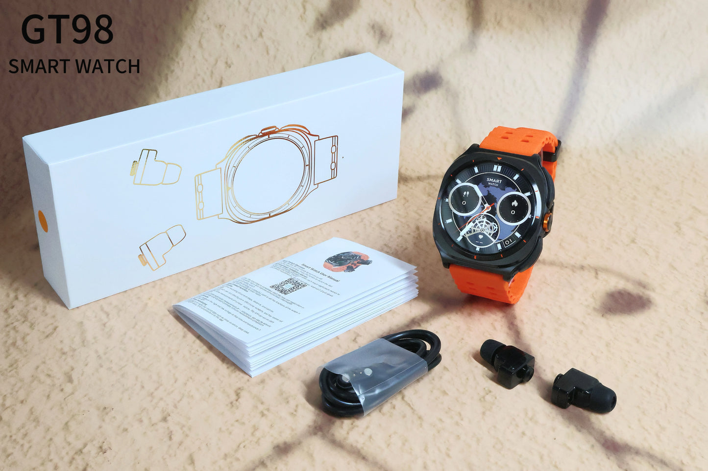 IP67 Waterproof Earbuds SmartWatch GT98 2 in 1 Smart Watch with Earphone Da Fit App 400Mah 30Mah Headset BT Calling Heart Rate