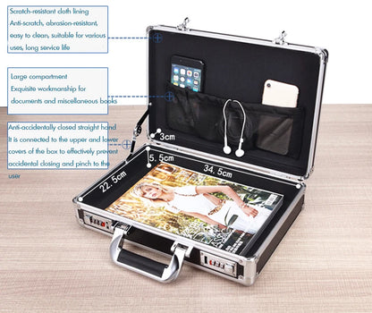Aluminum Hard Case Passwords ToolBox Black / Silver Briefcase Metal Carrying Case Equiment Tool Box Organizer Holder ящик