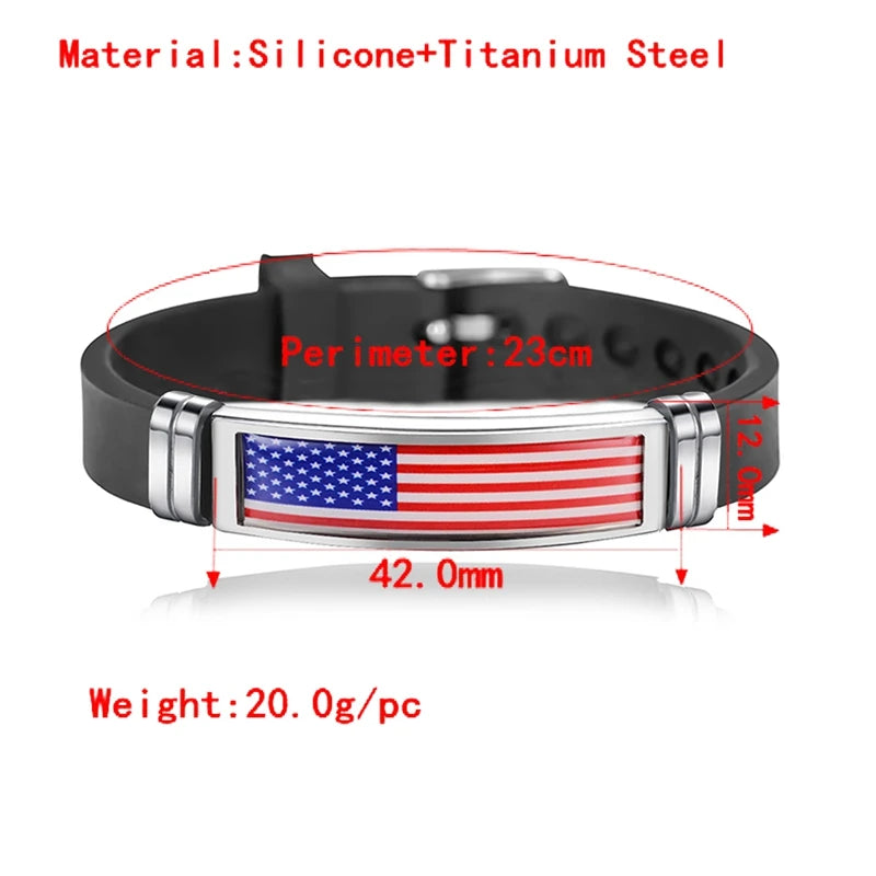 Fashion National Flag Bracelet USA France Canada Flags Bangle Adjustable Silicone Sports Bracelets Wristband For Men Jewelry