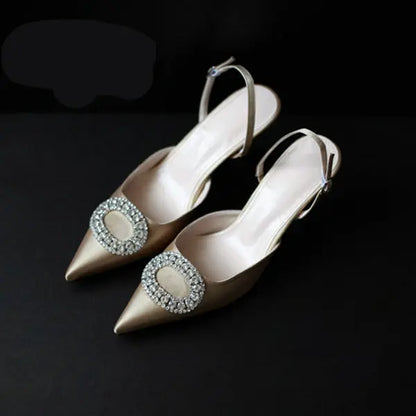 Top Selling  2022 New Buckle Strap  Slingback Diamond Wedding Shoes Unique Luxury Diamond Heels for Ladies Shoes