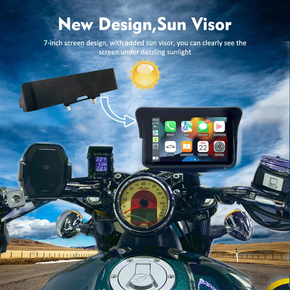 Karadar MT7001 7 Inch Waterproof GPS Navigation Auto Carplay for Motorcycle and Bikes with Touch Screen & Mirror Link Free Map