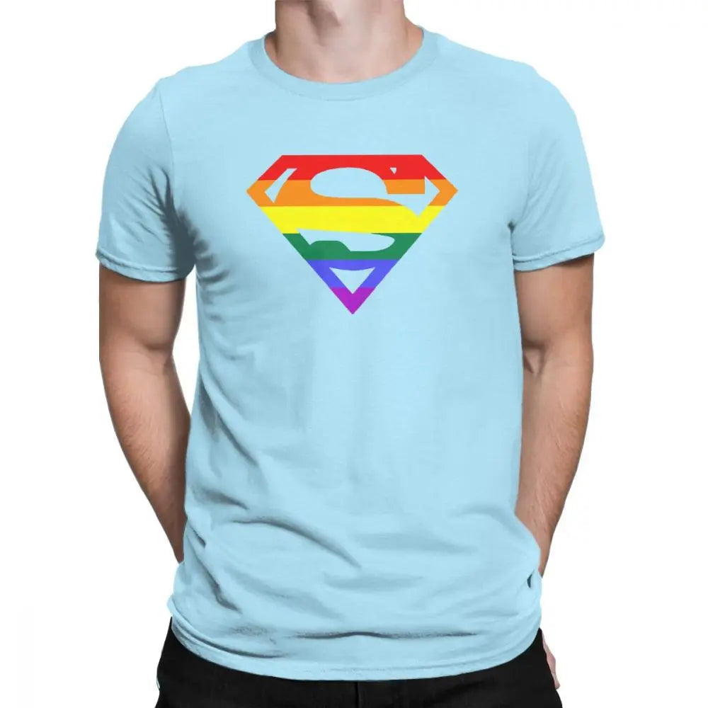 Cool Super Queer T-Shirt Men Round Neck Cotton T Shirt Rainbow Gay Lesbian Pride LGBTQ LGBT Oversized Clothes