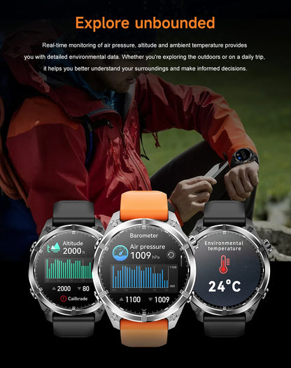 2025 New HD300 Smart Watch 1.43inch HD AMOLED Screen BT Call Health Monitor LED Flashlight 3ATM Waterproof Unisex FitCloudPro