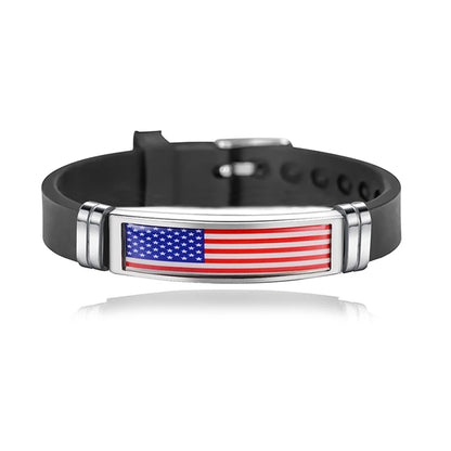 Fashion National Flag Bracelet USA France Canada Flags Bangle Adjustable Silicone Sports Bracelets Wristband For Men Jewelry