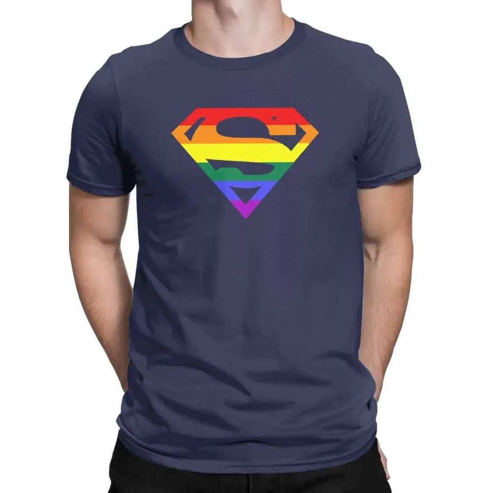 Cool Super Queer T-Shirt Men Round Neck Cotton T Shirt Rainbow Gay Lesbian Pride LGBTQ LGBT Oversized Clothes