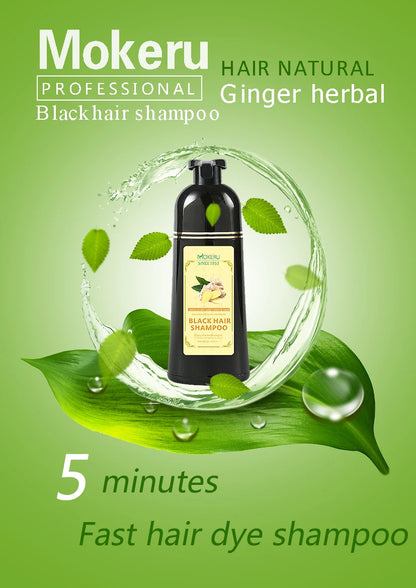 Mokeru 1pc  Ginger shampoo Herbal Non Allergic Natural Fast Blacking Gray Hair Dye Black Shampoo  For White  Coloring