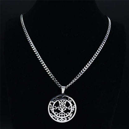 Sceal Sigil of Lilith Silver Color Stainless Steel Satan Necklace Jewelry Minor Key Necklace Hidden Seal Goetia Sign N1033