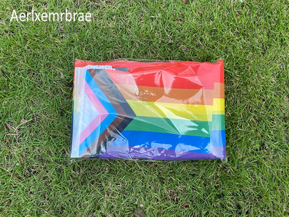Aerxrbrae Custom Hand Flag 100Pcs 14*21Cm Plastic Stick Rainbow Gay Lesbian Homosexual Bisexual Pride Banner