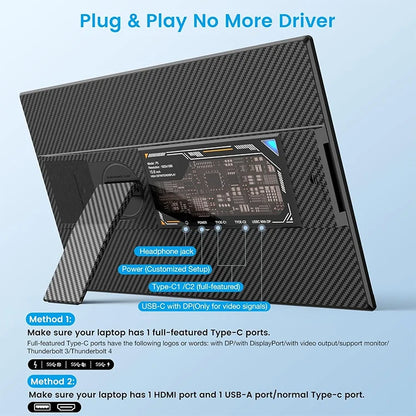 P5 Laptop Screen Extender 15.6" 1080P IPS Portable Monitor for Laptop Plug and Play Dual Monitor Extender for 13"-17.3" Laptops