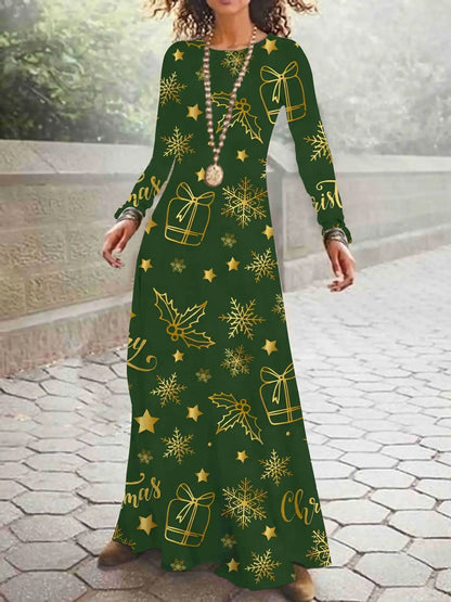 Print on Demand New Autumn and Winter Long Sleeved Christmas 3D Digital Printed Dress