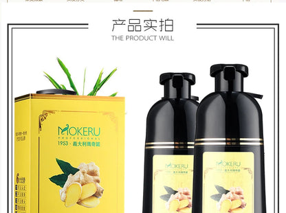 Mokeru 1pc  Ginger shampoo Herbal Non Allergic Natural Fast Blacking Gray Hair Dye Black Shampoo  For White  Coloring