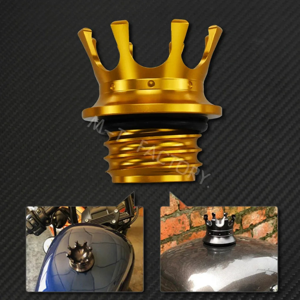 Motorcycle Gas Fuel Tank Cap Crown Style Tank Oil Cover For Harley Touring  Road King FLHR Sportster XL883 Softail Fat Boy Dyna
