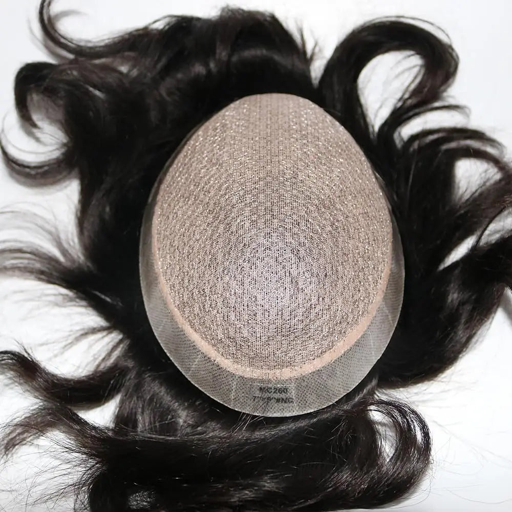 Hot Selling Men's Toupee Hair System Wig Ready to Ship Silk Base with Poly Perimeter Indian Hair for Bald Men