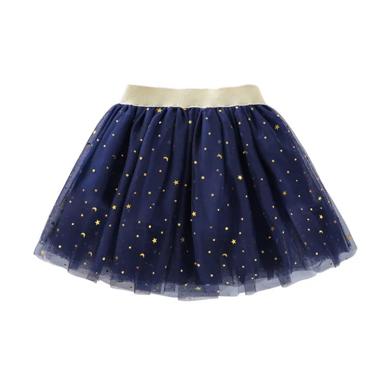 Children's Skirts For Girls Summer Cotton Lace Baby Mini Tutu Skirts Stars Glitter Dance Sequin Birthday Party Skirt for Kids