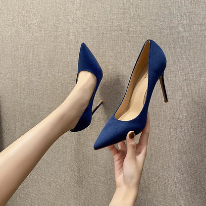 6CM/8CM/10CM Simple Design R Office Shoes Unique Luxury Suede Leather Heels for Ladies Shoes