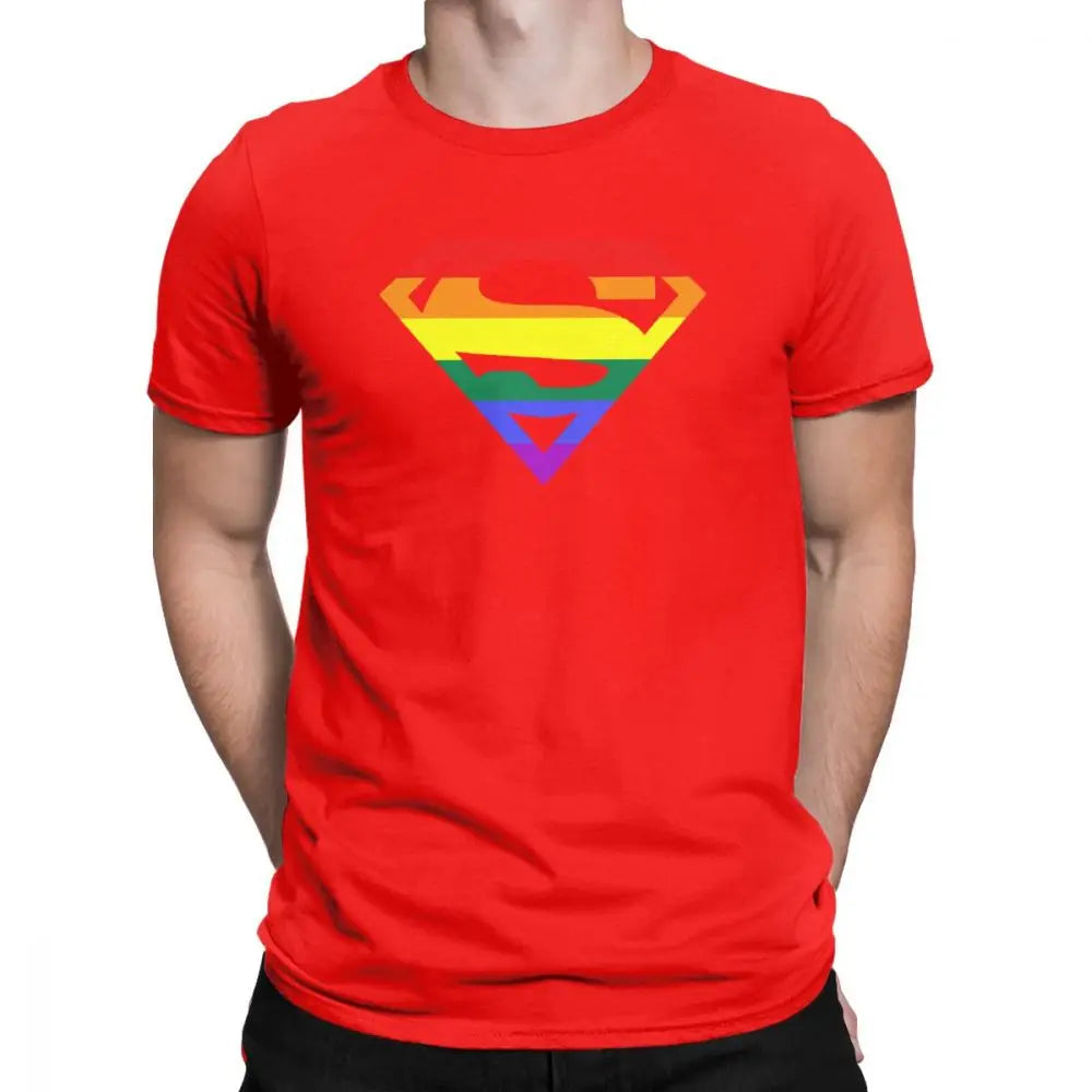 Cool Super Queer T-Shirt Men Round Neck Cotton T Shirt Rainbow Gay Lesbian Pride LGBTQ LGBT Oversized Clothes