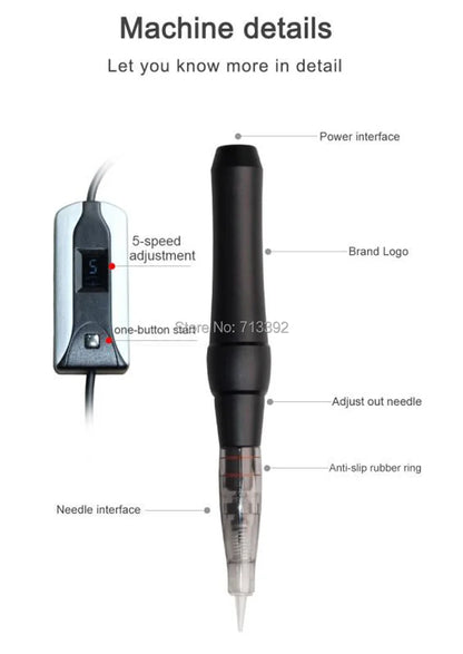 Newest Professional 3D Permanent Makeup Eyebrow Lip Eyeliner Tattoo Machine With Needles