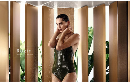 LED Light Bathroom Shower Panel Intelligent LCD Shower Column System with 6 Modes Rain Waterfall Massage Jet Bath Mixer Tap