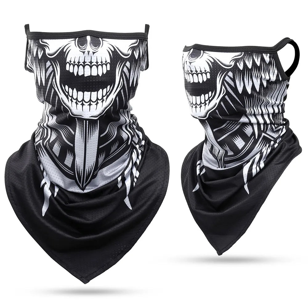 Summer Breathable Bandana Skull Printed Scarf Sun Protection Quick-drying Face Cover Reusable Mask Neck Gaiter Halloween Gift