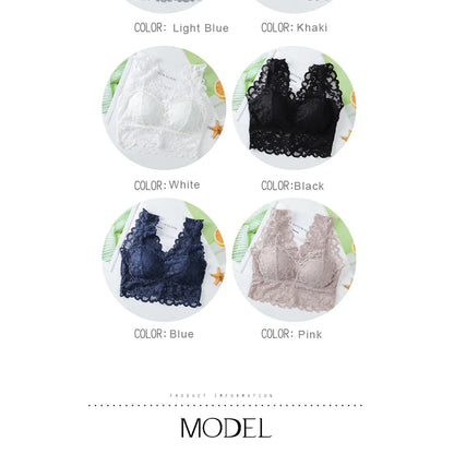 Breathable Female Vest Sexy Lace Bra Beauty Back Women Wire Free Push Up Bralette Underwear Seamless Wireless Gather Brassiere