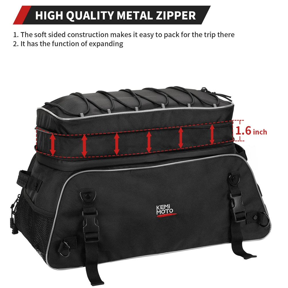 Motorcycle Travel Luggage Tour-Pack Rack Bag Collapsible Trunk Bags with Bar Straps for Street Glide for Electra Glide for Trike