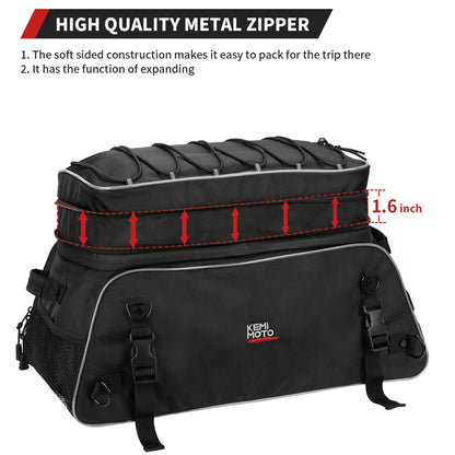 Motorcycle Travel Luggage Tour-Pack Rack Bag Collapsible Trunk Bags with Bar Straps for Street Glide for Electra Glide for Trike