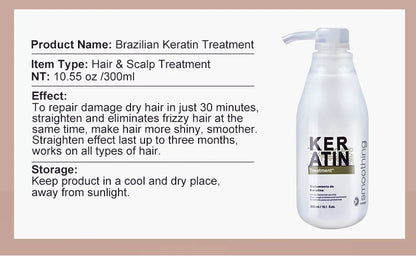 PURC 300ML Professional Keratin Hair Treatment Smoothing Repairing Frizz Curly Hair Straightening Brazilian Keratin Hair Care