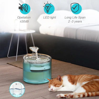 NPET 1.6L Automatic Cat Water Fountain with Leaf Shape Kit Bottom Suction Quiet Pump for Cats & Small Dogs Pet  Water Dispenser