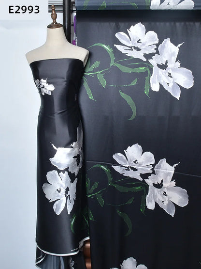Wholesale Printed Chouchou En Soie Floral Soft Ankara  Natural Gown Textiles 100% Silk Satin Fabric for Dress Clothing Silk