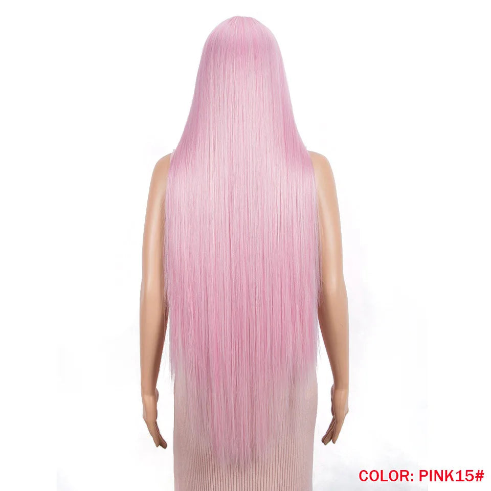 38 inch Straight Long Hair Synthetic Lace Front Wigs For Women High Temperature Hair Ombre 613 Red Cosplay Wigs Synthetic Hair