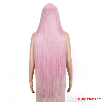 38 inch Straight Long Hair Synthetic Lace Front Wigs For Women High Temperature Hair Ombre 613 Red Cosplay Wigs Synthetic Hair