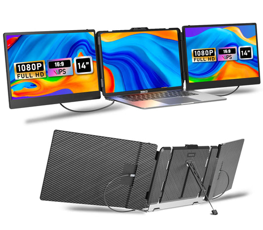 S2 Triple Monitor for Laptop 14'' Monitor Extender Plug and Play 1080P HD Portable Laptop Screen Extender for 13-17.3'' Laptops
