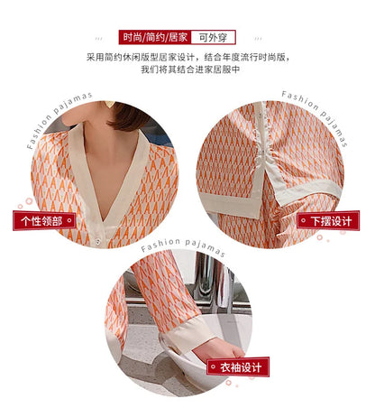 Lisacmvpnel 2021 Autumn New Comfortable Print Fashion Women Pyjamas Home Suit Thin Long Sleeve Set Pajamas