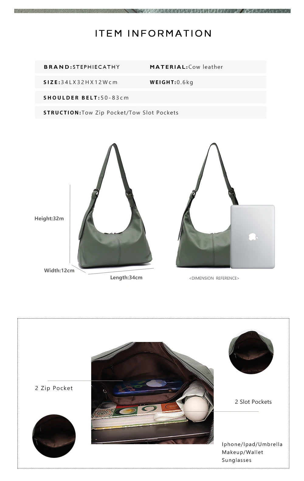 SC Luxury Women Cowhide Crossbody Bag Large Casual Shoulder Purse Wide Strap Handbag Female Daily 100% Genuine Leather Hobo Sack