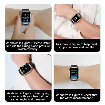 Wholesale Fashion AMOLED Health Monitor Montre Connecte Blood Pressure ECG Smart Watch With Air Pump
