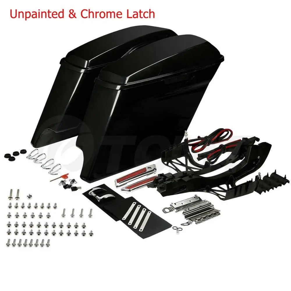 Motorcycle 5" Stretched Extended Saddlebags Saddle Bags For Harley Touring Road King Road Glide Street Glide 2014-2024