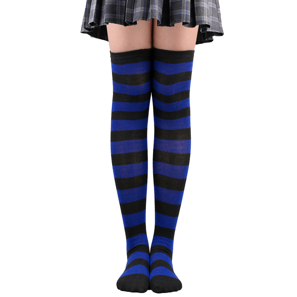 Womens Striped Thigh High Stockings Ladies Girls Black White pink Long Over Above Knee Socks femboy Cosplay Lolita Harajuku Y2k