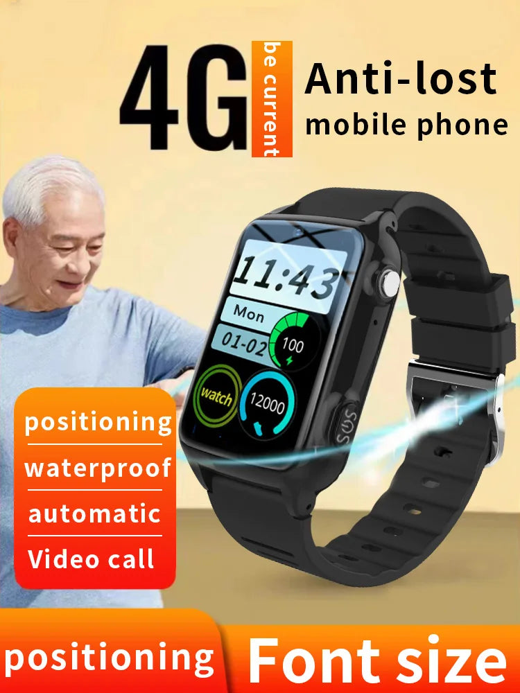 Two-Way Voice Chat Kids Fitness Tracker Watch with Smart GPS IPS Display Android Operating System Waterproof (IPX7) Square Shape