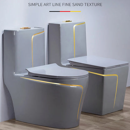 New Sanitarios Inodoros Wc Gold Line Design Bathroom Ceramic One-Piece Gold Black Colored Toilets Bowl