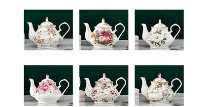 400ML European Bone China Teapot English Afternoon Tea Set Teapot High-Grade Porcelain Coffee Pot Heat Resistant Kettle Pot