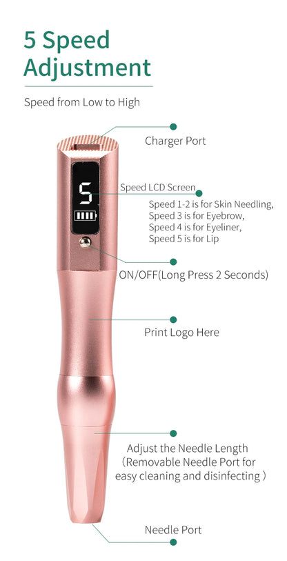 Wireless Tattoo Machine PMU Pen Professional Permanent Makeup Microblading Eyebrow Lip For Body Art Tool With Cartridge Needles