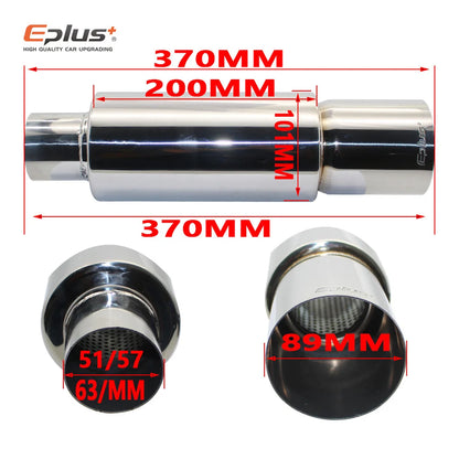 EPLUS Car&Motorcycle Exhaust Pipe Muffler Tail Pipe Universal High Quality Stainless Steel 51 57 63MM Exhaust End Output 89MM