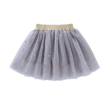Children's Skirts For Girls Summer Cotton Lace Baby Mini Tutu Skirts Stars Glitter Dance Sequin Birthday Party Skirt for Kids