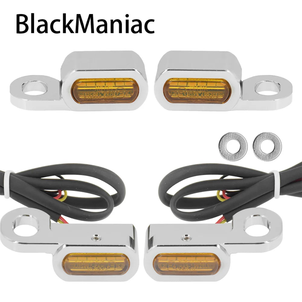 Motorcycle 2PCS Mini LED Lamp Turn Signal Amber Light 12V E Mark For Harley Softail Breakout 16-17 Touring Road King Glide 14-20
