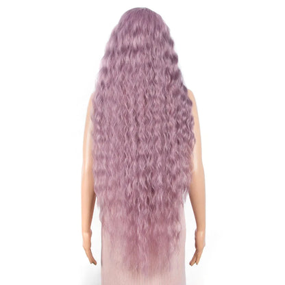 FASHION IDOL 42" Loose Wave Lace Front Wig Hair Synthetic Wigs For Women Ombre Blonde Water Wavy Long Curly Hair Wig Cosplay